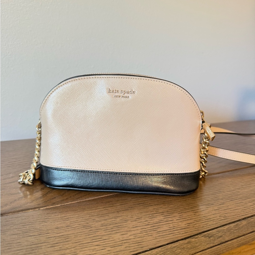 kate spade two-tone cream and black crossbody bag
